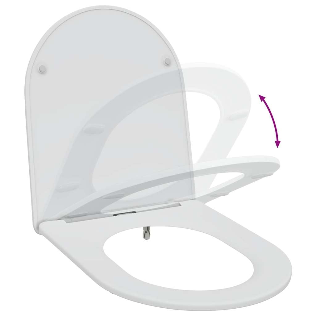 Toilettensitz Weiß aus Duroplast 47 x 36 x 3,4 cm mit Absenkautomatik WC Klodeckel Ersatz für Badezimmer, Toilettenbrille für Komfort und Montage