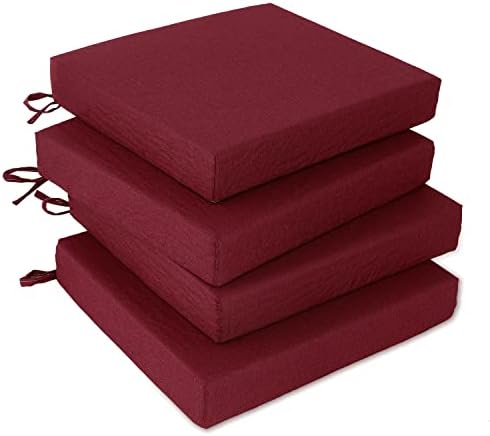 EAIMi Outdoor Chair Cushions for Patio Furniture - Square Corner Patio Cushions for Outdoor Furniture 4 Packs - Waterproof Indoor Chair Cushions for Dinning Chairs, 18.5" X 16" X 3" (Burgundy-New)