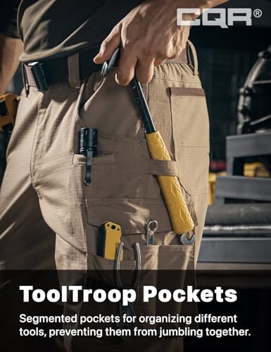 Image of CQR Men's Quick Dry Work Pants, Water Resistant Outdoor Tactical Pants, Lightweight Stretch Cargo Hiking Pants