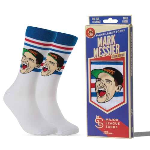 Major League Socks - Hockey Socks for Men & Women Collectible NHL Team New York Rangers Fans of MARK MESSIER Merchandise Gift for Sports Enthusiasts on All Occasions Hockey Socks Adult - Size 7-13