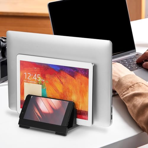 Soporte Vertical para Laptop Organizador de Escritorio Negro miniatura 4