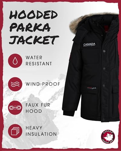 Image of CANADA WEATHER GEAR Boys' Parka - Heavyweight Polar Fleece Lined Parka Coat with Faux Fur Hood - Warm Jackets for Boys (8-20)