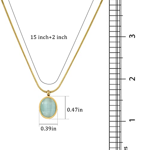 18K Gold Plated Green Stone Necklace With Snake Chain Ctystal Charm Necklaces Pendant Choker Necklaces For Women Trendy Fashion #TOP3