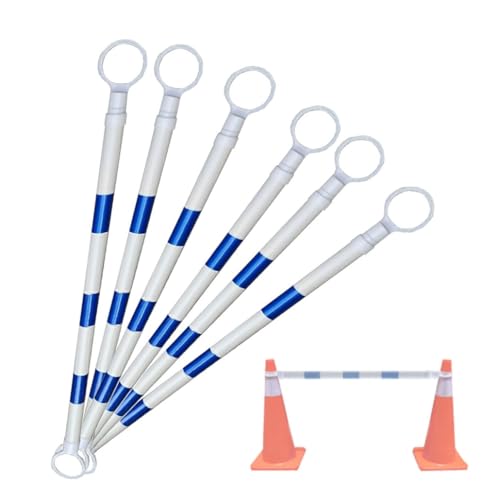 Retractable Traffic Barrier Pole, Telescopic Reflective Crowd Control Cone, 4-6.6 Feet Height(Blue and White,6pcs)
