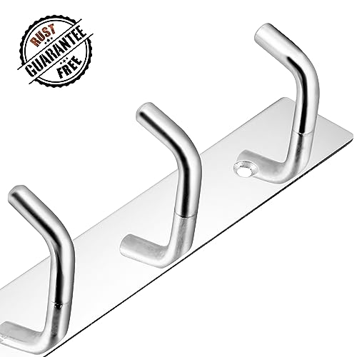 Image of Stainless Steel Cloth Hooks for Wall, Clothes Hook Hangers Door Mounted, Wall Mount Shirt Hanging Hangers, Dress Holder Pegs - 6 Pin-XL, Pack of 1, Silver