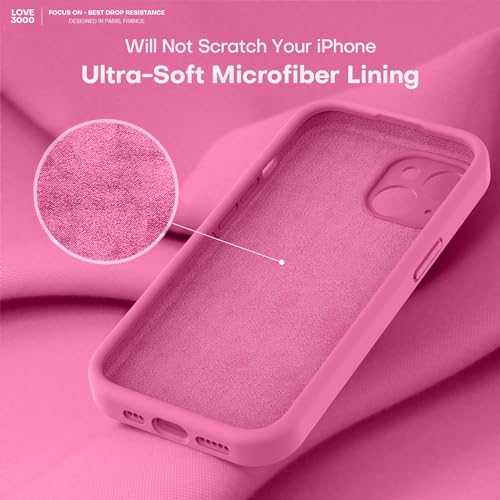 Image of LOVE 3000 Designed for iPhone 13 Case, Premium Silicone with [Camera Protection] [Soft Anti-Scratch Microfiber Lining] Shockproof Protective Phone Case for iPhone 13 Women Men Girls 6.1 inch, Pitaya