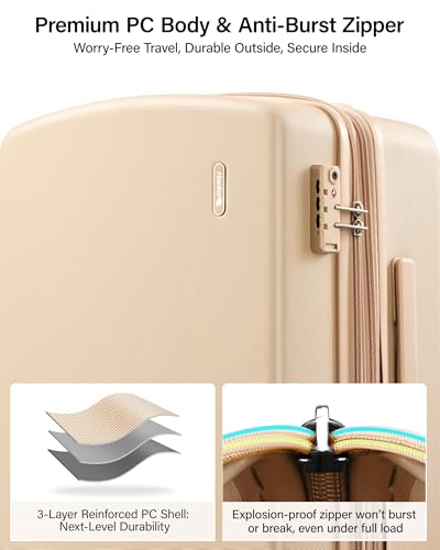 Image of Hanke 20 Inch Expandable Carry On Luggage, Hard Shell with Side Hook