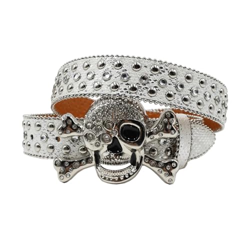 Belts for Women, Hot Rhinestone Belts Studded Skull Lether For Women Designer Brand Strap Jeans
