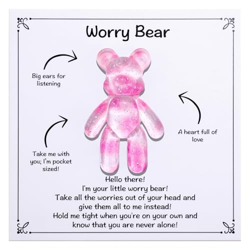 Image of Aesnefe Pocket Bear Hug, Anxiety Relief Gifts, Mental Health Positivity Gift for Men Women, Autism Fidget Gifts, Stress Relief Gift for Her, Thoughtful Present for School Anxiet, Light Pink