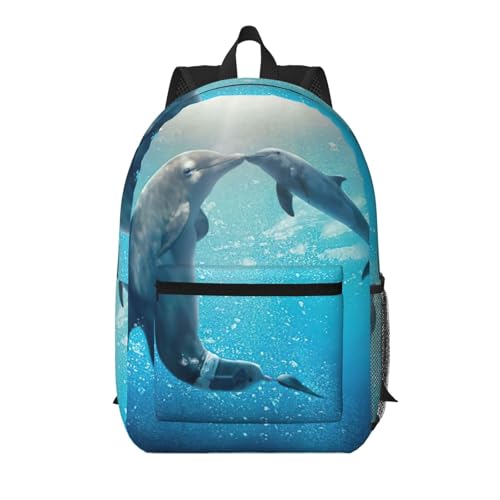 Sac à dos d'école léger EdWal Noir imprimé dauphin taille unique