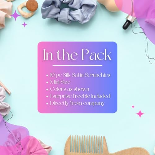 Image of Silk Satin Scrunchies (Pack of 6) - No Tug, No Damage Hair Ties for Women & Girls - Elegant & Comfortable (Poppins)