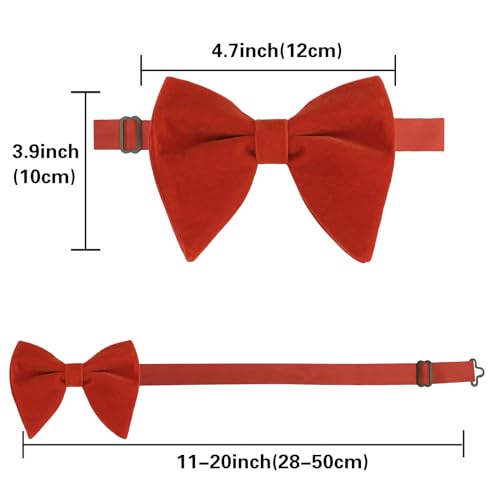 Image of Alizeal Velvet Pre-tied Adjustable Bow Tie for Men Oversize Formal Solid Tuxedo Bowtie