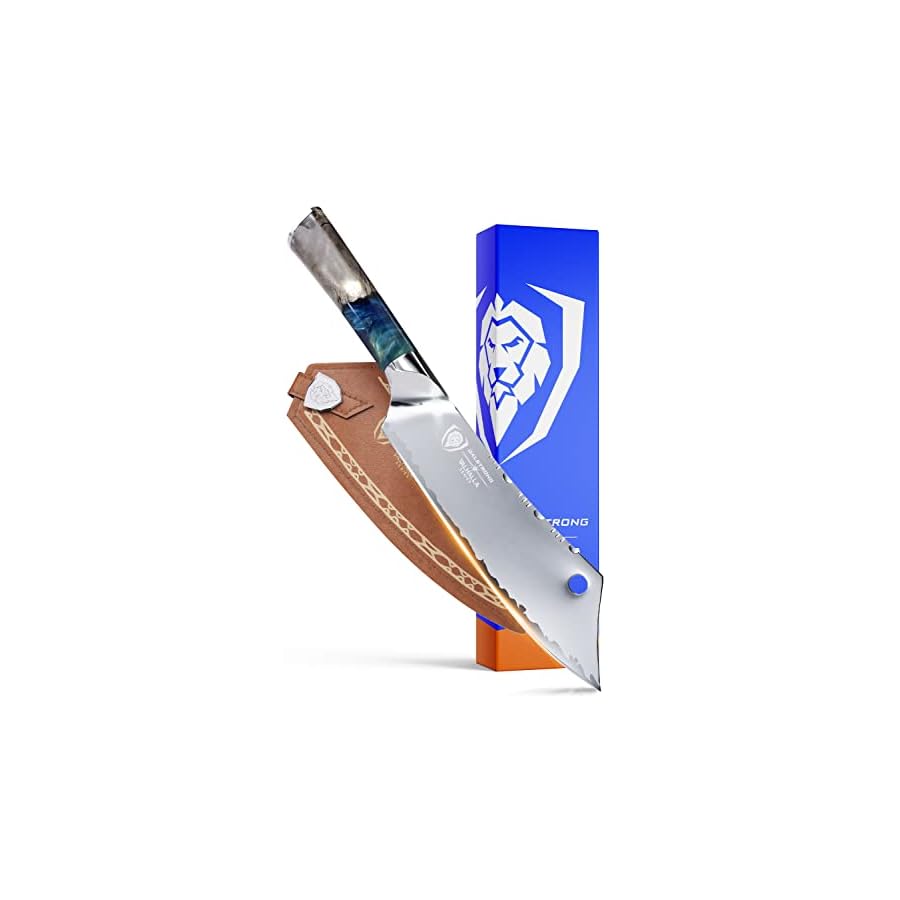 Dalstrong Valhalla Series Chef & Cleaver Hybrid Knife - The Crixus 8" Bundled with Chef Knife 8" - w/Leather Sheath Gift Set