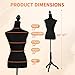 FDW Manikin 60”-67”Height Adjustable Female Dress Model Display Torso Body Tripod Stand Clothing Forms (Black)