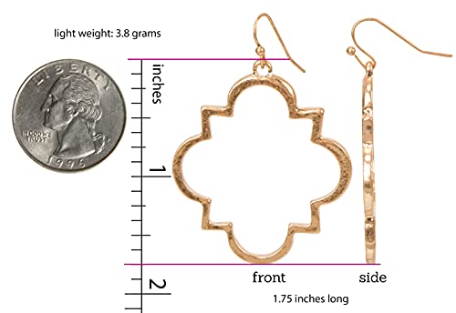 Artsy Boho Gold And Silver Dangle Fashion Statement Earrings For Women (2 Pack Quatrefoil Gold/Silver) #TOP4