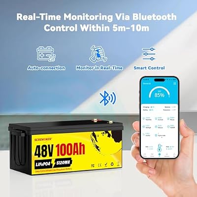 48V 100AH Lithium Golf Cart Battery - 5.12kWh LiFePO4 Battery, 1000A Peak Current, 10000+ Deep Cycles Batteries for 48V Golf Carts, Solar Systems, RVs & Off Grid Applications