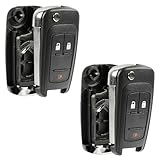 Key Fob Keyless Entry Remote Flip Shell Case & Pad fits Chevy 2010-2017 Equinox / 2012-2017 Sonic / GMC 2010-2017 Terrain, Set of 2