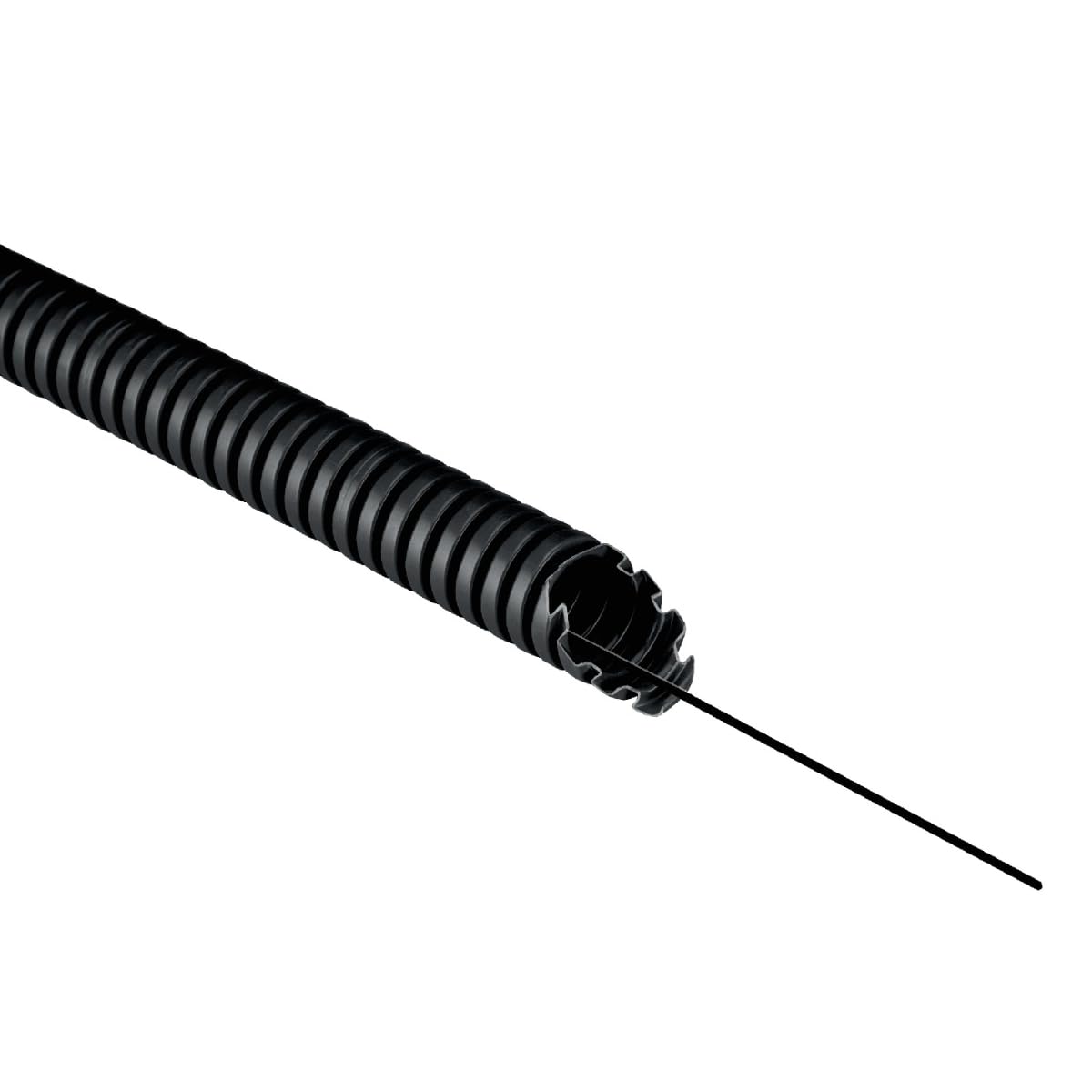 Corrugato diametro 20 mm con tirafilo, lunghezza 100 metri, nero, Made in Italy, autoestinguente, antiurto, in tecnopolimero ad alta resistenza, guaina flessibile protettiva, impianto elettrico