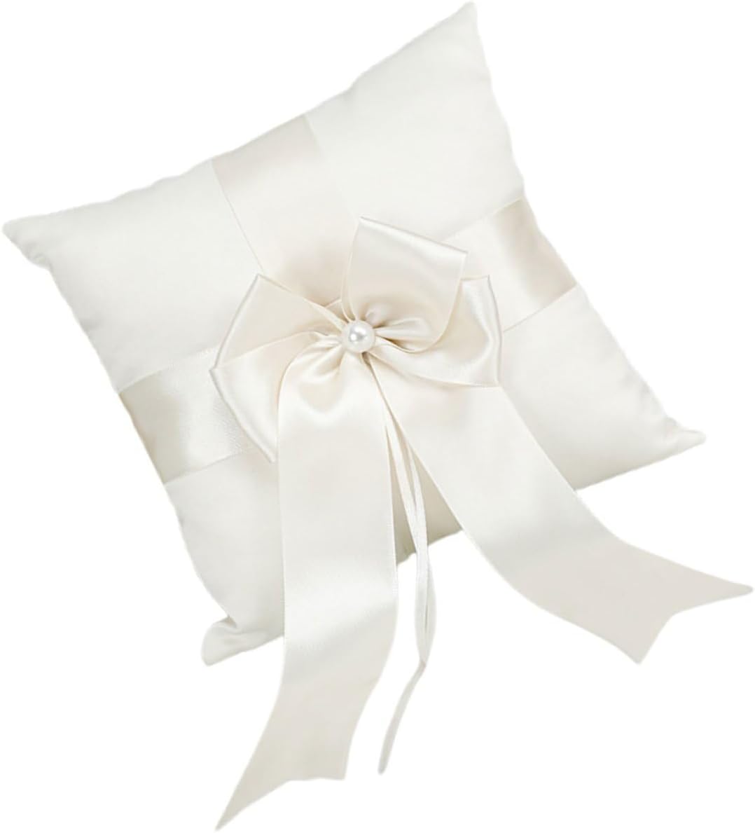LIFKOME Wedding Ring Pillow Bowknot Satin Engagement Ring Bearer Pillow for Wedding Ceremony Party Supplies