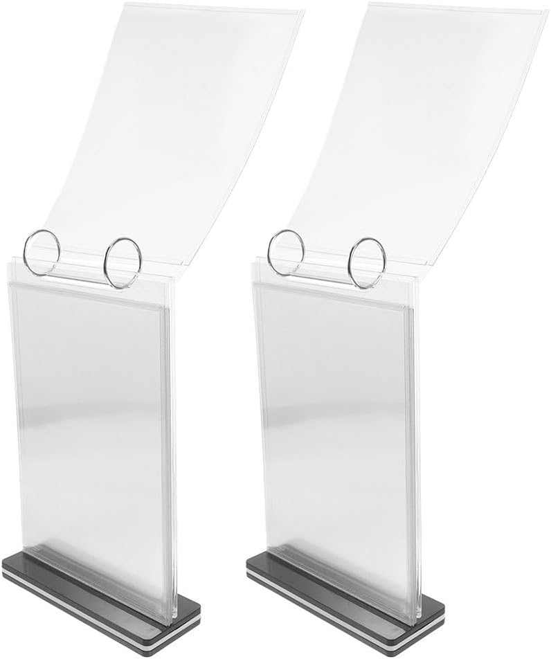 VILLCASE A6 Multi-Page Flip Menu Display Stand Detachable Acrylic Tabletop Sign Holder for Restaurants Bars Cafes 8.26X4.52X2.36 Inches Clear Restaurant Table Menu Flip Holder