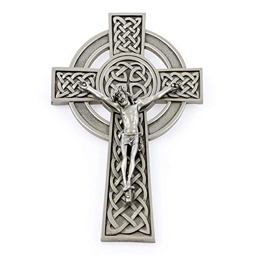 Pewter Catholic Irish Knotted Celtic Cross Crucifix Religious Wall Decor, 8 Inch #TOP11