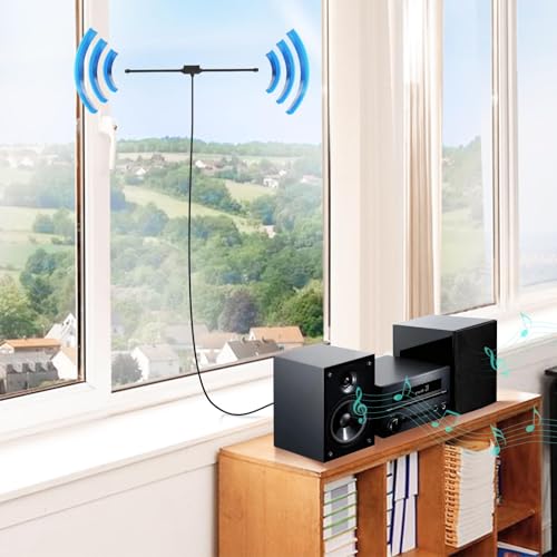 image for Bingfu 75 Ohm 300 Ohm FM T Shape Dipole Antenna for Indoor Digital HD 