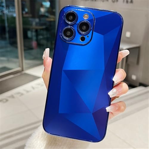 TRRDB Funda para iPhone 15 14 13 12 11 Pro Max 15 14 Plus con diseño de diamante chapado en láser, cubierta brillante galvanizada, azul oscuro, para iPhone 15 ProMax
