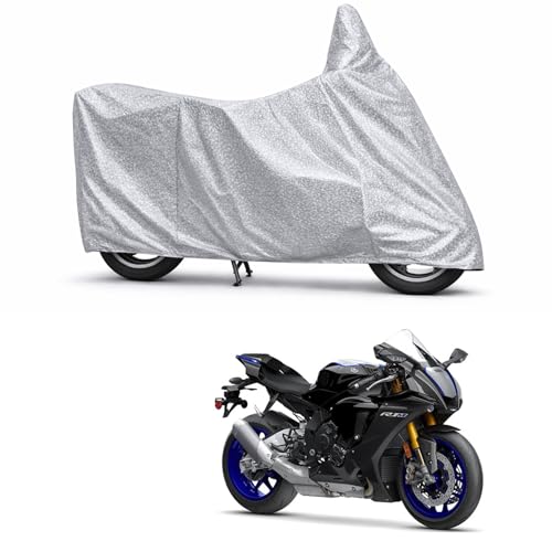 Image of 100% Waterproof Two Wheeler Body Cover Multi Layered Fabric Designed for Yamaha YZFR1M | Belt Buckle Lock | Silver Mag