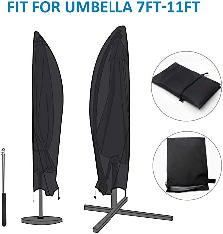 Parasol Cover Waterproof with Rod, Cantilever Parasol Cover Heavy Duty Large Garden Umbrella Cover Anti-UV Banana Parasol Cover for Parasol 280 x 81/30/45 cm