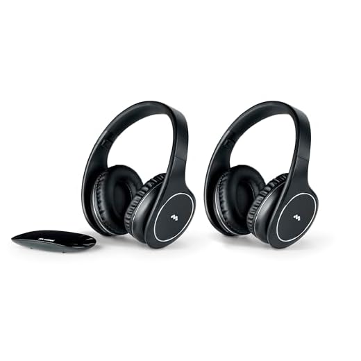 Meliconi Kopfhörer Easy Digital Bundle, 2 drahtlose Stereo-TV-Headsets, 100% digital, mit analogem/digitalem Audioeingang und dimensionalem Transmitterfuß, schwarz