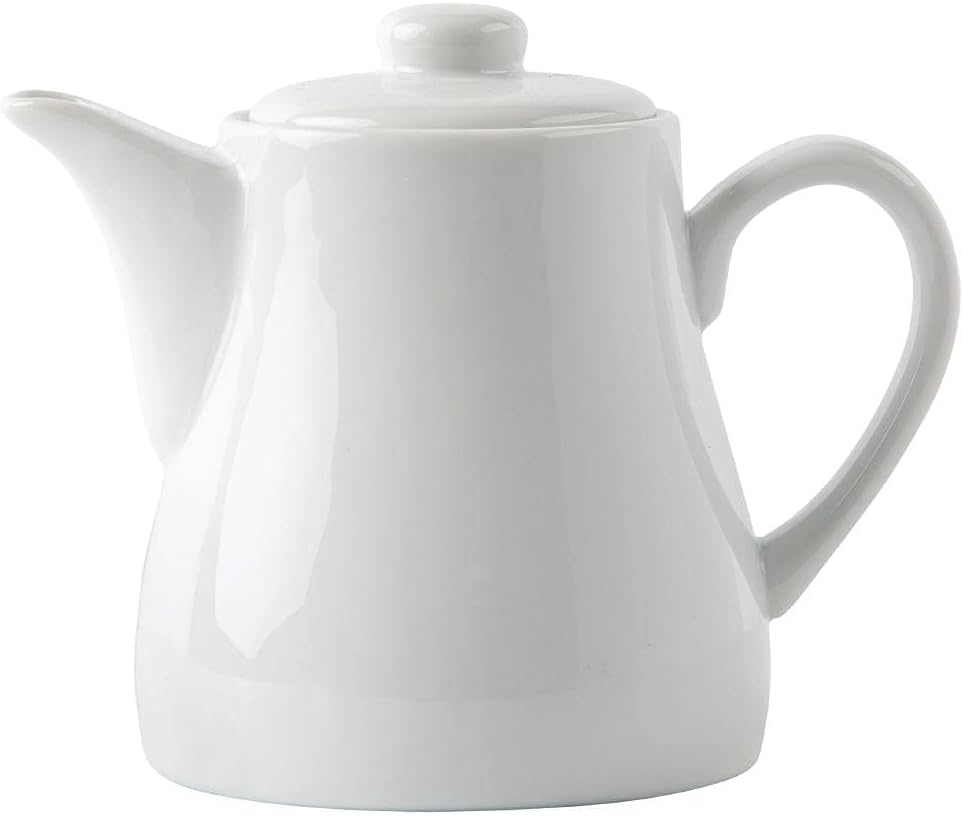 Olympia Whiteware Teapots 483Ml 17Oz Porcelain Infuser Innovative Design 4pc