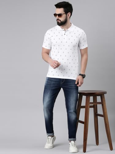Image of KRYPTIC Men's Ultra-Soft Cotton Rich Casual Printed Half Sleeve Regular Fit Classic Polo T-Shirt - Soft, Cool & Stylish Everyday Wear