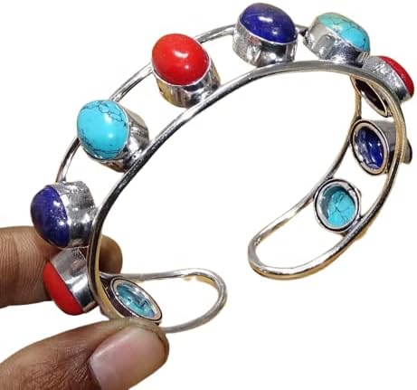 turquoise coral lapis lazuli bangle, cuff bangle, 925 sterling silver bangle, Gift For Her/Him, Tennis Bracelet, boho style, Unique Jewelry, Charm Bangle, Victorian Jewelry, colorfull jewelry
