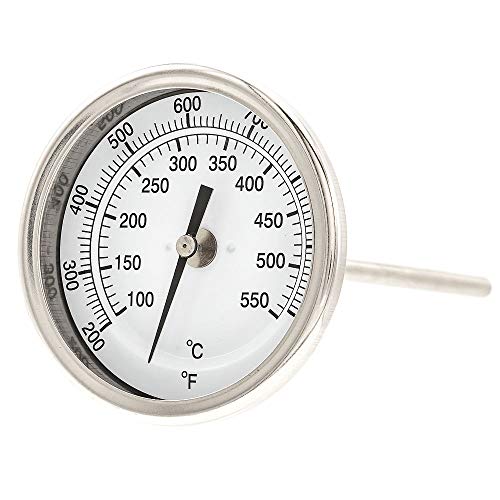 PIC Gauges B3B6-TT SS Case Bimetal Thermometer, 316 SS Stem, Back Angle Connection, 3