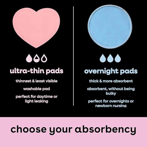 Image of Bamboobies Overnight Nursing Pads, Ultra-Soft Velour, Reusable and Washable for Nightly Use, Leak-Proof Pads for Breastfeeding, 12 Pads
