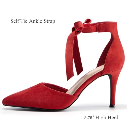 Image of Womens High Heel Pointed Toe Pumps Ankle Tie Classic Office Special Dress Party Shoes