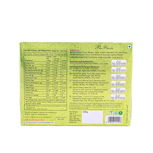 Image of Karachi Bakery Biscuits - Green Pista, 400g (Pack of 3)