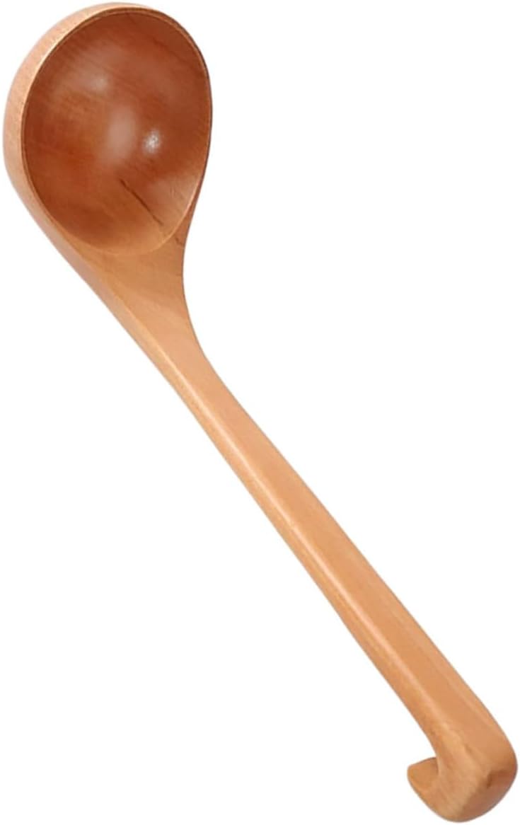 Japanese Wooden Soup Ladle with Long Handle for Deep Pots