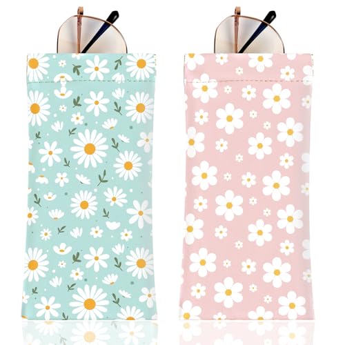 Image of Anikathy 2Pcs Sunglass Eyeglass Glasses Case Soft PU Leather with Cleaning Cloth Portable Glasses Pouch Bag for Men Women
