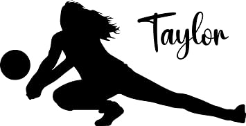 Volleyball Wall Decal - Personalized Vinyl Decor Sticker for Girls Bedroom or Playroom - Sports Decorations for Locker Room, Court, or Classroom - Custom Large and Small Sizes