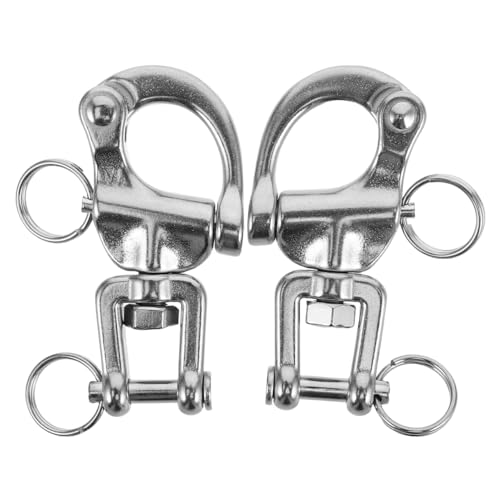 BESPORTBLE 2Pcs Stainless Steel Quick Release Snap Hook Swivel Shackles for Sailing Boat Hardware Rigging Heavy Duty Marine Carabiner