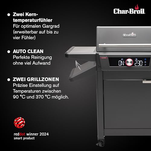 Char-Broil Elektrogrill EVOLVE Electric, 90°C-370°C, App Control, 2 Zonen, Kerntemperaturfühler