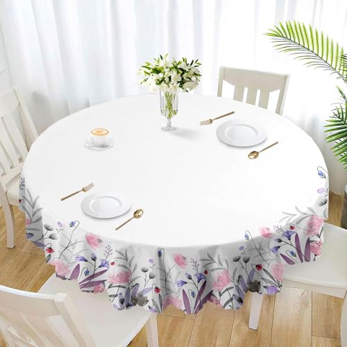 Eikione Round Tablecloth Wrinkle Free Table Cover Floral Tablecloths 60Inch Table Cover for Kitchen Dining Table by Eikione - Used condition - US$15.83