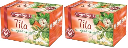 Pompadour Infusión Tila con Hojas de Naranja - 20 Bolsitas (Paquete de 2)