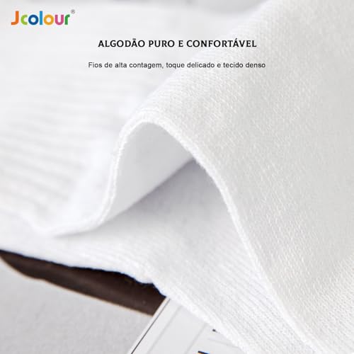 J COLOUR Kit 12 Pares Meia Sport Cano alto Algodão Adulto (Padrão, Branco)