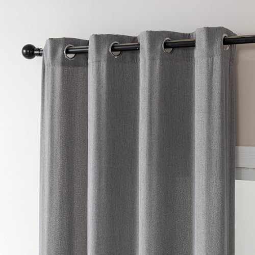 Image of Amazon Basics Chenille Room Darkening Curtains, Light Filtering Window Drapes for Bedroom and Living Room, 2-Panel Set with Grommets, 52 inch W x 63 inch L, Grey Classic