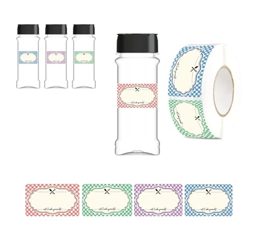 GEPACK Pack de 6 Garrafas para Especiarias 125ml | Criadas Plástico Reciclado e Eneregias Renováveis | Tampa Dupla Abertura | Etiquetas Personalizáveis