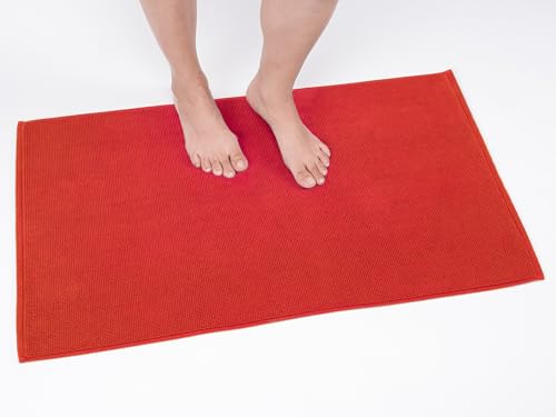 Image of Cotton Paradise 100% Cotton Turkish Bathmat Rug, Soft Absorbent Quick Dry Non Slip, 20x34 Bathmat Rug, Red