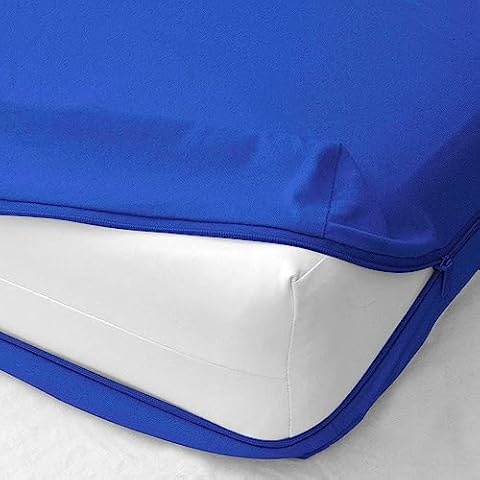 Sweet Dream Collection Zipper Fitted Sheet Queen Size 14"" Pocket 600 Thread Count 100% Egyptian Cotton Sateen Weave Royal Blue Cover