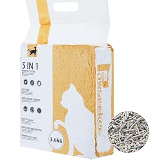 Pawsayes Cat Litter Mixed Tofu Flushable Dust Free Clumping Kitty 5 in 1 Formulas Quick Clumping Ultra Absorbent Superior Odor Control Low Tracking Cat Litter (3.6kg x 1 Bag)